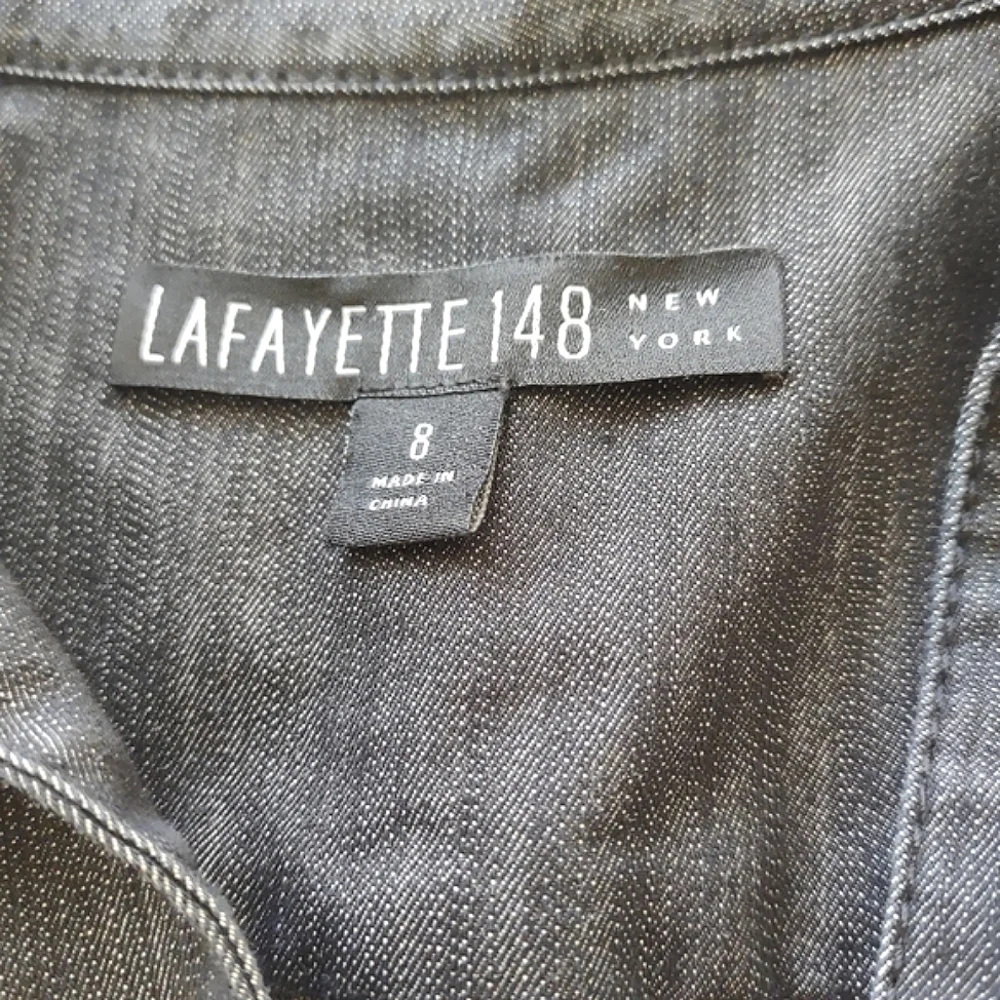 Lafayette 148 New York Nissa Denim Lace-Up Grommet Dress Size 8